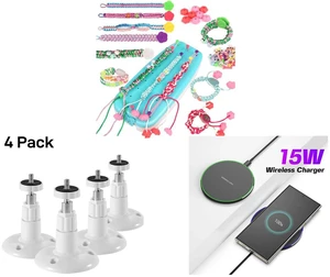 Friendship Bracelet Weaving Tool - DIY Bead Loom Kit for Kids Creative Craft and 4Pcs Wall Mount Stand Bracket for Arlo Pro Security Camera Indoor Outdoor, White and 15W Aluminum Wireless Charging Stand, Lightweight & Portable for Android & iOS Friendship Bracelet Weaving Tool - DIY Bead Loom Kit for Kids Creative Craft and 4Pcs Wall Mount Stand Bracket for Arlo Pro Security Camera Indoor Outdoor, White and 15W Aluminum Wireless Charging Stand, Lightweight & Portable for Android & iOS