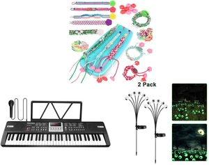 Friendship Bracelet Weaving Tool - DIY Bead Loom Kit for Kids Creative Craft and Piano Keyboard for Kids 61 Key Electric Organ with Music Stand and Microphone and 2 Pack LED Solar Eyeballs Light Garden Outdoor Waterproof Halloween Decor Lamp Friendship Bracelet Weaving Tool - DIY Bead Loom Kit for Kids Creative Craft and Piano Keyboard for Kids 61 Key Electric Organ with Music Stand and Microphone and 2 Pack LED Solar Eyeballs Light Garden Outdoor Waterproof Halloween Decor Lamp