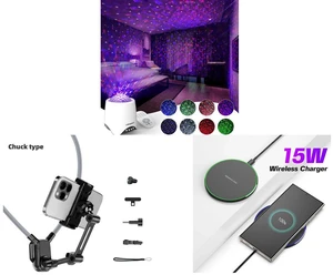 Galaxy Star Ocean Projector with Bluetooth Speaker Remote Control and Adjustable Neck Phone Mount for Hands-Free Outdoor POV Filming & Live Streaming and 15W Aluminum Wireless Charging Stand, Lightweight & Portable for Android & iOS Galaxy Star Ocean Projector with Bluetooth Speaker Remote Control and Adjustable Neck Phone Mount for Hands-Free Outdoor POV Filming & Live Streaming and 15W Aluminum Wireless Charging Stand, Lightweight & Portable for Android & iOS