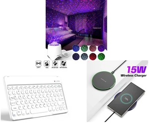 Galaxy Star Ocean Projector with Bluetooth Speaker Remote Control and Wireless Bluetooth Keyboard 10 Inch - Round Cap Type-C Charging Cable Included and 15W Aluminum Wireless Charging Stand, Lightweight & Portable for Android & iOS Galaxy Star Ocean Projector with Bluetooth Speaker Remote Control and Wireless Bluetooth Keyboard 10 Inch - Round Cap Type-C Charging Cable Included and 15W Aluminum Wireless Charging Stand, Lightweight & Portable for Android & iOS