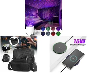 Galaxy Star Ocean Projector with Bluetooth Speaker Remote Control and Camera Protective Bag Shoulder Pouch Zipper Case for Nikon Canon Sony Rebel DSLR and 15W Aluminum Wireless Charging Stand, Lightweight & Portable for Android & iOS Galaxy Star Ocean Projector with Bluetooth Speaker Remote Control and Camera Protective Bag Shoulder Pouch Zipper Case for Nikon Canon Sony Rebel DSLR and 15W Aluminum Wireless Charging Stand, Lightweight & Portable for Android & iOS
