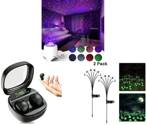 Galaxy Star Ocean Projector with Bluetooth Speaker Remote Control and Bluetooth 5.4 Tiny Invisible Earbuds - Discreet Hidden Headphones for Sleep & Work, Black and 2 Pack LED Solar Eyeballs Light Garden Outdoor Waterproof Halloween Decor Lamp Galaxy Star Ocean Projector with Bluetooth Speaker Remote Control and Bluetooth 5.4 Tiny Invisible Earbuds - Discreet Hidden Headphones for Sleep & Work, Black and 2 Pack LED Solar Eyeballs Light Garden Outdoor Waterproof Halloween Decor Lamp