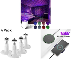 Galaxy Star Ocean Projector with Bluetooth Speaker Remote Control and 4Pcs Wall Mount Stand Bracket for Arlo Pro Security Camera Indoor Outdoor, White and 15W Aluminum Wireless Charging Stand, Lightweight & Portable for Android & iOS Galaxy Star Ocean Projector with Bluetooth Speaker Remote Control and 4Pcs Wall Mount Stand Bracket for Arlo Pro Security Camera Indoor Outdoor, White and 15W Aluminum Wireless Charging Stand, Lightweight & Portable for Android & iOS