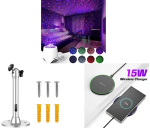 Galaxy Star Ocean Projector with Bluetooth Speaker Remote Control and Universal Projector Mount Bracket, Aluminum Ceiling Wall Holder- Home Projectors and 15W Aluminum Wireless Charging Stand, Lightweight & Portable for Android & iOS Galaxy Star Ocean Projector with Bluetooth Speaker Remote Control and Universal Projector Mount Bracket, Aluminum Ceiling Wall Holder- Home Projectors and 15W Aluminum Wireless Charging Stand, Lightweight & Portable for Android & iOS