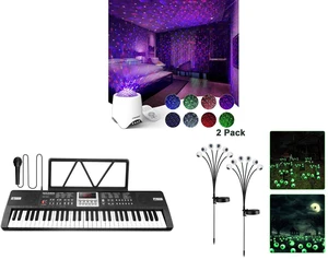 Galaxy Star Ocean Projector with Bluetooth Speaker Remote Control and Piano Keyboard for Kids 61 Key Electric Organ with Music Stand and Microphone and 2 Pack LED Solar Eyeballs Light Garden Outdoor Waterproof Halloween Decor Lamp Galaxy Star Ocean Projector with Bluetooth Speaker Remote Control and Piano Keyboard for Kids 61 Key Electric Organ with Music Stand and Microphone and 2 Pack LED Solar Eyeballs Light Garden Outdoor Waterproof Halloween Decor Lamp