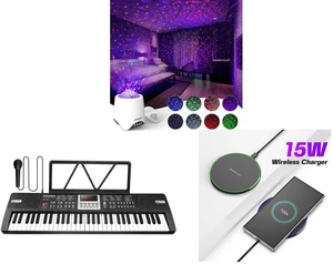 Galaxy Star Ocean Projector with Bluetooth Speaker Remote Control and Piano Keyboard for Kids 61 Key Electric Organ with Music Stand and Microphone and 15W Aluminum Wireless Charging Stand, Lightweight & Portable for Android & iOS Galaxy Star Ocean Projector with Bluetooth Speaker Remote Control and Piano Keyboard for Kids 61 Key Electric Organ with Music Stand and Microphone and 15W Aluminum Wireless Charging Stand, Lightweight & Portable for Android & iOS