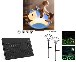 Rocking Unicorn Rainbow Night Light Touch 3 Brightness Levels Timer Bedside Lamp and Wireless Bluetooth Keyboard 10 Inch - Round Cap Type-C Charging Cable Included and 2 Pack LED Solar Eyeballs Light Garden Outdoor Waterproof Halloween Decor Lamp Rocking Unicorn Rainbow Night Light Touch 3 Brightness Levels Timer Bedside Lamp and Wireless Bluetooth Keyboard 10 Inch - Round Cap Type-C Charging Cable Included and 2 Pack LED Solar Eyeballs Light Garden Outdoor Waterproof Halloween Decor Lamp