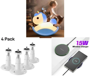 Rocking Unicorn Rainbow Night Light Touch 3 Brightness Levels Timer Bedside Lamp and 4Pcs Wall Mount Stand Bracket for Arlo Pro Security Camera Indoor Outdoor, White and 15W Aluminum Wireless Charging Stand, Lightweight & Portable for Android & iOS Rocking Unicorn Rainbow Night Light Touch 3 Brightness Levels Timer Bedside Lamp and 4Pcs Wall Mount Stand Bracket for Arlo Pro Security Camera Indoor Outdoor, White and 15W Aluminum Wireless Charging Stand, Lightweight & Portable for Android & iOS