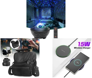 Ocean Galaxy Star Projector - Night Light Speaker LED Lamp with Remote Control and Camera Protective Bag Shoulder Pouch Zipper Case for Nikon Canon Sony Rebel DSLR and 15W Aluminum Wireless Charging Stand, Lightweight & Portable for Android & iOS Ocean Galaxy Star Projector - Night Light Speaker LED Lamp with Remote Control and Camera Protective Bag Shoulder Pouch Zipper Case for Nikon Canon Sony Rebel DSLR and 15W Aluminum Wireless Charging Stand, Lightweight & Portable for Android & iOS