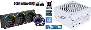 SAMA Q60 Black CPU Liquid Cooler, 360MM Liquid Water Cooling with 2.8" LCD Display & XT120 Modular Fans LCP Blade for Enhanced Cooling and Noise Reduction, Compatible 115X, 2011, 1200, 1700, AM4, AM5 and SAMA XP 850w ATX Power Supply PSU For Gaming Computer PC Power Supply Unit White - 80 Plus Platinum Gold - ATX 3.0 & PCIe 5.0 Compliant - Fully Modular - Low Noise Intelligent ECO Silent Fan SAMA Q60 Black CPU Liquid Cooler, 360MM Liquid Water Cooling with 2.8" LCD Display & XT120 Modular Fans LCP Blade for Enhanced Cooling and Noise Reduction, Compatible 115X, 2011, 1200, 1700, AM4, AM5 and SAMA XP 850w ATX Power Supply PSU For Gaming Computer PC Power Supply Unit White - 80 Plus Platinum Gold - ATX 3.0 & PCIe 5.0 Compliant - Fully Modular - Low Noise Intelligent ECO Silent Fan
