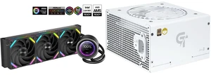SAMA Q60 Black CPU Liquid Cooler, 360MM Liquid Water Cooling with 2.8" LCD Display & XT120 Modular Fans LCP Blade for Enhanced Cooling and Noise Reduction, Compatible 115X, 2011, 1200, 1700, AM4, AM5 and SAMA GT750WH White 80 PLUS Gold Fully Modular ATX Power Supply - ATX 3.1 & PCIe 5.1 Compliant - Japanese Capacitors - FDB Fan with Auto Speed Control - 5 Year Warranty SAMA Q60 Black CPU Liquid Cooler, 360MM Liquid Water Cooling with 2.8" LCD Display & XT120 Modular Fans LCP Blade for Enhanced Cooling and Noise Reduction, Compatible 115X, 2011, 1200, 1700, AM4, AM5 and SAMA GT750WH White 80 PLUS Gold Fully Modular ATX Power Supply - ATX 3.1 & PCIe 5.1 Compliant - Japanese Capacitors - FDB Fan with Auto Speed Control - 5 Year Warranty