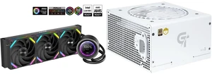 SAMA Q60 Black CPU Liquid Cooler, 360MM Liquid Water Cooling with 2.8" LCD Display & XT120 Modular Fans LCP Blade for Enhanced Cooling and Noise Reduction, Compatible 115X, 2011, 1200, 1700, AM4, AM5 and SAMA GT650WH White 80 PLUS Gold Fully Modular ATX Power Supply - ATX 3.1 & PCIe 5.1 Compliant - Japanese Capacitors - FDB Fan with Auto Speed Control - 5 Year Warranty SAMA Q60 Black CPU Liquid Cooler, 360MM Liquid Water Cooling with 2.8" LCD Display & XT120 Modular Fans LCP Blade for Enhanced Cooling and Noise Reduction, Compatible 115X, 2011, 1200, 1700, AM4, AM5 and SAMA GT650WH White 80 PLUS Gold Fully Modular ATX Power Supply - ATX 3.1 & PCIe 5.1 Compliant - Japanese Capacitors - FDB Fan with Auto Speed Control - 5 Year Warranty