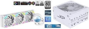 SAMA Q60 White CPU Liquid Cooler, 360MM Liquid Water Cooling with 2.8" LCD Display & XT120 Modular Fans LCP Blade for Enhanced Cooling and Noise Reduction, Compatible 115X, 2011, 1200, 1700, AM4, AM5 and SAMA XP 850w ATX Power Supply PSU For Gaming Computer PC Power Supply Unit White - 80 Plus Platinum Gold - ATX 3.0 & PCIe 5.0 Compliant - Fully Modular - Low Noise Intelligent ECO Silent Fan SAMA Q60 White CPU Liquid Cooler, 360MM Liquid Water Cooling with 2.8" LCD Display & XT120 Modular Fans LCP Blade for Enhanced Cooling and Noise Reduction, Compatible 115X, 2011, 1200, 1700, AM4, AM5 and SAMA XP 850w ATX Power Supply PSU For Gaming Computer PC Power Supply Unit White - 80 Plus Platinum Gold - ATX 3.0 & PCIe 5.0 Compliant - Fully Modular - Low Noise Intelligent ECO Silent Fan