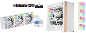 SAMA Q60 White CPU Liquid Cooler, 360MM Liquid Water Cooling with 2.8" LCD Display & XT120 Modular Fans LCP Blade for Enhanced Cooling and Noise Reduction, Compatible 115X, 2011, 1200, 1700, AM4, AM5 and SAMA Z60 White Genuine Walnut Wood PC Case, ATX Mid Tower, Pre-Installed 4x 140mm ARGB PWM Fans, Supports 360mm Radiator on Top, Type-C Port, Supports E-ATX/ATX/M-ATX/ITX, Gaming Case SAMA Q60 White CPU Liquid Cooler, 360MM Liquid Water Cooling with 2.8" LCD Display & XT120 Modular Fans LCP Blade for Enhanced Cooling and Noise Reduction, Compatible 115X, 2011, 1200, 1700, AM4, AM5 and SAMA Z60 White Genuine Walnut Wood PC Case, ATX Mid Tower, Pre-Installed 4x 140mm ARGB PWM Fans, Supports 360mm Radiator on Top, Type-C Port, Supports E-ATX/ATX/M-ATX/ITX, Gaming Case