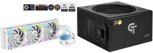 SAMA Q60 White CPU Liquid Cooler, 360MM Liquid Water Cooling with 2.8" LCD Display & XT120 Modular Fans LCP Blade for Enhanced Cooling and Noise Reduction, Compatible 115X, 2011, 1200, 1700, AM4, AM5 and SAMA GT750BK Black 80 PLUS Gold Fully Modular ATX Power Supply - ATX 3.1 & PCIe 5.1 Compliant - Japanese Capacitors - FDB Fan with Auto Speed Control - 5 Year Warranty SAMA Q60 White CPU Liquid Cooler, 360MM Liquid Water Cooling with 2.8" LCD Display & XT120 Modular Fans LCP Blade for Enhanced Cooling and Noise Reduction, Compatible 115X, 2011, 1200, 1700, AM4, AM5 and SAMA GT750BK Black 80 PLUS Gold Fully Modular ATX Power Supply - ATX 3.1 & PCIe 5.1 Compliant - Japanese Capacitors - FDB Fan with Auto Speed Control - 5 Year Warranty