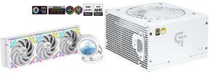 SAMA Q60 White CPU Liquid Cooler, 360MM Liquid Water Cooling with 2.8" LCD Display & XT120 Modular Fans LCP Blade for Enhanced Cooling and Noise Reduction, Compatible 115X, 2011, 1200, 1700, AM4, AM5 and SAMA GT750WH White 80 PLUS Gold Fully Modular ATX Power Supply - ATX 3.1 & PCIe 5.1 Compliant - Japanese Capacitors - FDB Fan with Auto Speed Control - 5 Year Warranty SAMA Q60 White CPU Liquid Cooler, 360MM Liquid Water Cooling with 2.8" LCD Display & XT120 Modular Fans LCP Blade for Enhanced Cooling and Noise Reduction, Compatible 115X, 2011, 1200, 1700, AM4, AM5 and SAMA GT750WH White 80 PLUS Gold Fully Modular ATX Power Supply - ATX 3.1 & PCIe 5.1 Compliant - Japanese Capacitors - FDB Fan with Auto Speed Control - 5 Year Warranty