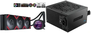 SAMA Q70 Black CPU Liquid Cooler, 360MM Liquid Water AIO CPU Cooler with 2.8" LCD Display, Magnetic Detachable, XT120 Modular Fans LCP Blade, Bonus Stands, 115X, 2011, 1200, 1700, AM4, AM5 AIO Cooler and SAMA B650 650W ATX 3.1 Power Supply, Cybenetics Bronze Certified, PCIe 5.1 Ready 12V-2x6 (450W), APFC LLC + DC-DC Design, 120mm Silent Fan, Non-Modular Gaming PC PSU SAMA Q70 Black CPU Liquid Cooler, 360MM Liquid Water AIO CPU Cooler with 2.8" LCD Display, Magnetic Detachable, XT120 Modular Fans LCP Blade, Bonus Stands, 115X, 2011, 1200, 1700, AM4, AM5 AIO Cooler and SAMA B650 650W ATX 3.1 Power Supply, Cybenetics Bronze Certified, PCIe 5.1 Ready 12V-2x6 (450W), APFC LLC + DC-DC Design, 120mm Silent Fan, Non-Modular Gaming PC PSU