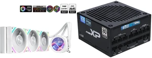 SAMA Q70 White CPU Liquid Cooler, 360MM Liquid Water AIO CPU Cooler with 2.8" LCD Display, Magnetic Detachable, XT120 Modular Fans LCP Blade, Bonus Stands, 115X, 2011, 1200, 1700, AM4, AM5 AIO Cooler and SAMA XP 850w ATX Power Supply PSU For Gaming Computer PC Power Supply Unit - 80 Plus Platinum Gold - ATX 3.0 & PCIe 5.0 Compliant - Fully Modular - Low Noise FDB ECO Silent Fan Japanese Capacitors SAMA Q70 White CPU Liquid Cooler, 360MM Liquid Water AIO CPU Cooler with 2.8" LCD Display, Magnetic Detachable, XT120 Modular Fans LCP Blade, Bonus Stands, 115X, 2011, 1200, 1700, AM4, AM5 AIO Cooler and SAMA XP 850w ATX Power Supply PSU For Gaming Computer PC Power Supply Unit - 80 Plus Platinum Gold - ATX 3.0 & PCIe 5.0 Compliant - Fully Modular - Low Noise FDB ECO Silent Fan Japanese Capacitors