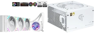 SAMA Q70 White CPU Liquid Cooler, 360MM Liquid Water AIO CPU Cooler with 2.8" LCD Display, Magnetic Detachable, XT120 Modular Fans LCP Blade, Bonus Stands, 115X, 2011, 1200, 1700, AM4, AM5 AIO Cooler and SAMA GT650WH White 80 PLUS Gold Fully Modular ATX Power Supply - ATX 3.1 & PCIe 5.1 Compliant - Japanese Capacitors - FDB Fan with Auto Speed Control - 5 Year Warranty SAMA Q70 White CPU Liquid Cooler, 360MM Liquid Water AIO CPU Cooler with 2.8" LCD Display, Magnetic Detachable, XT120 Modular Fans LCP Blade, Bonus Stands, 115X, 2011, 1200, 1700, AM4, AM5 AIO Cooler and SAMA GT650WH White 80 PLUS Gold Fully Modular ATX Power Supply - ATX 3.1 & PCIe 5.1 Compliant - Japanese Capacitors - FDB Fan with Auto Speed Control - 5 Year Warranty