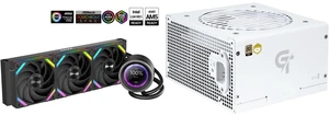 SAMA Q60 Black CPU Liquid Cooler, 360MM Liquid Water Cooling with 2.8" LCD Display & XT120 Modular Fans LCP Blade for Enhanced Cooling and Noise Reduction, Compatible 115X, 2011, 1200, 1700, AM4, AM5 and SAMA GT650WH White 80 PLUS Gold Fully Modular ATX Power Supply - ATX 3.1 & PCIe 5.1 Compliant - Japanese Capacitors - FDB Fan with Auto Speed Control - 5 Year Warranty SAMA Q60 Black CPU Liquid Cooler, 360MM Liquid Water Cooling with 2.8" LCD Display & XT120 Modular Fans LCP Blade for Enhanced Cooling and Noise Reduction, Compatible 115X, 2011, 1200, 1700, AM4, AM5 and SAMA GT650WH White 80 PLUS Gold Fully Modular ATX Power Supply - ATX 3.1 & PCIe 5.1 Compliant - Japanese Capacitors - FDB Fan with Auto Speed Control - 5 Year Warranty