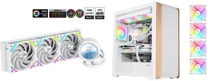 SAMA Q60 White CPU Liquid Cooler, 360MM Liquid Water Cooling with 2.8" LCD Display & XT120 Modular Fans LCP Blade for Enhanced Cooling and Noise Reduction, Compatible 115X, 2011, 1200, 1700, AM4, AM5 and SAMA Z60 White Genuine Walnut Wood PC Case, ATX Mid Tower, Pre-Installed 4x 140mm ARGB PWM Fans, Supports 360mm Radiator on Top, Type-C Port, Supports E-ATX/ATX/M-ATX/ITX, Gaming Case SAMA Q60 White CPU Liquid Cooler, 360MM Liquid Water Cooling with 2.8" LCD Display & XT120 Modular Fans LCP Blade for Enhanced Cooling and Noise Reduction, Compatible 115X, 2011, 1200, 1700, AM4, AM5 and SAMA Z60 White Genuine Walnut Wood PC Case, ATX Mid Tower, Pre-Installed 4x 140mm ARGB PWM Fans, Supports 360mm Radiator on Top, Type-C Port, Supports E-ATX/ATX/M-ATX/ITX, Gaming Case