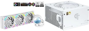 SAMA Q60 White CPU Liquid Cooler, 360MM Liquid Water Cooling with 2.8" LCD Display & XT120 Modular Fans LCP Blade for Enhanced Cooling and Noise Reduction, Compatible 115X, 2011, 1200, 1700, AM4, AM5 and SAMA GT650WH White 80 PLUS Gold Fully Modular ATX Power Supply - ATX 3.1 & PCIe 5.1 Compliant - Japanese Capacitors - FDB Fan with Auto Speed Control - 5 Year Warranty SAMA Q60 White CPU Liquid Cooler, 360MM Liquid Water Cooling with 2.8" LCD Display & XT120 Modular Fans LCP Blade for Enhanced Cooling and Noise Reduction, Compatible 115X, 2011, 1200, 1700, AM4, AM5 and SAMA GT650WH White 80 PLUS Gold Fully Modular ATX Power Supply - ATX 3.1 & PCIe 5.1 Compliant - Japanese Capacitors - FDB Fan with Auto Speed Control - 5 Year Warranty