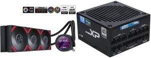 SAMA Q70 Black CPU Liquid Cooler, 360MM Liquid Water AIO CPU Cooler with 2.8" LCD Display, Magnetic Detachable, XT120 Modular Fans LCP Blade, Bonus Stands, 115X, 2011, 1200, 1700, AM4, AM5 AIO Cooler and SAMA XP 850w ATX Power Supply PSU For Gaming Computer PC Power Supply Unit - 80 Plus Platinum Gold - ATX 3.0 & PCIe 5.0 Compliant - Fully Modular - Low Noise FDB ECO Silent Fan Japanese Capacitors SAMA Q70 Black CPU Liquid Cooler, 360MM Liquid Water AIO CPU Cooler with 2.8" LCD Display, Magnetic Detachable, XT120 Modular Fans LCP Blade, Bonus Stands, 115X, 2011, 1200, 1700, AM4, AM5 AIO Cooler and SAMA XP 850w ATX Power Supply PSU For Gaming Computer PC Power Supply Unit - 80 Plus Platinum Gold - ATX 3.0 & PCIe 5.0 Compliant - Fully Modular - Low Noise FDB ECO Silent Fan Japanese Capacitors