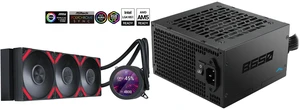 SAMA Q70 Black CPU Liquid Cooler, 360MM Liquid Water AIO CPU Cooler with 2.8" LCD Display, Magnetic Detachable, XT120 Modular Fans LCP Blade, Bonus Stands, 115X, 2011, 1200, 1700, AM4, AM5 AIO Cooler and SAMA B650 650W ATX 3.1 Power Supply, Cybenetics Bronze Certified, PCIe 5.1 Ready 12V-2x6 (450W), APFC LLC + DC-DC Design, 120mm Silent Fan, Non-Modular Gaming PC PSU SAMA Q70 Black CPU Liquid Cooler, 360MM Liquid Water AIO CPU Cooler with 2.8" LCD Display, Magnetic Detachable, XT120 Modular Fans LCP Blade, Bonus Stands, 115X, 2011, 1200, 1700, AM4, AM5 AIO Cooler and SAMA B650 650W ATX 3.1 Power Supply, Cybenetics Bronze Certified, PCIe 5.1 Ready 12V-2x6 (450W), APFC LLC + DC-DC Design, 120mm Silent Fan, Non-Modular Gaming PC PSU