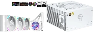 SAMA Q70 White CPU Liquid Cooler, 360MM Liquid Water AIO CPU Cooler with 2.8" LCD Display, Magnetic Detachable, XT120 Modular Fans LCP Blade, Bonus Stands, 115X, 2011, 1200, 1700, AM4, AM5 AIO Cooler and SAMA GT850WH White 80 PLUS Gold Fully Modular ATX Power Supply - ATX 3.1 & PCIe 5.1 Compliant - Japanese Capacitors - FDB Fan with Auto Speed Control - 5 Year Warranty SAMA Q70 White CPU Liquid Cooler, 360MM Liquid Water AIO CPU Cooler with 2.8" LCD Display, Magnetic Detachable, XT120 Modular Fans LCP Blade, Bonus Stands, 115X, 2011, 1200, 1700, AM4, AM5 AIO Cooler and SAMA GT850WH White 80 PLUS Gold Fully Modular ATX Power Supply - ATX 3.1 & PCIe 5.1 Compliant - Japanese Capacitors - FDB Fan with Auto Speed Control - 5 Year Warranty