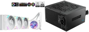 SAMA Q70 White CPU Liquid Cooler, 360MM Liquid Water AIO CPU Cooler with 2.8" LCD Display, Magnetic Detachable, XT120 Modular Fans LCP Blade, Bonus Stands, 115X, 2011, 1200, 1700, AM4, AM5 AIO Cooler and SAMA B650 650W ATX 3.1 Power Supply, Cybenetics Bronze Certified, PCIe 5.1 Ready 12V-2x6 (450W), APFC LLC + DC-DC Design, 120mm Silent Fan, Non-Modular Gaming PC PSU SAMA Q70 White CPU Liquid Cooler, 360MM Liquid Water AIO CPU Cooler with 2.8" LCD Display, Magnetic Detachable, XT120 Modular Fans LCP Blade, Bonus Stands, 115X, 2011, 1200, 1700, AM4, AM5 AIO Cooler and SAMA B650 650W ATX 3.1 Power Supply, Cybenetics Bronze Certified, PCIe 5.1 Ready 12V-2x6 (450W), APFC LLC + DC-DC Design, 120mm Silent Fan, Non-Modular Gaming PC PSU