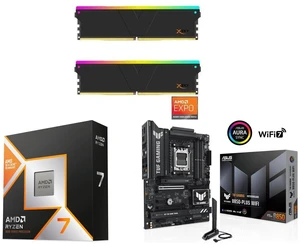 V-COLOR Manta XSky DDR5 32GB (2x16GB) 6400MHz CL32 1.4V SK Hynix IC RGB Gaming Desktop Upgrade Memory Module Black, for AMD EXPO (TMXSAL1664832KWK) + AMD Ryzen 7 9800X3D 8-Core 5.2 GHz + ASUS TUF GAMING B850-PLUS WIFI AM5