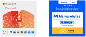 Microsoft 365 Personal | 12-Month Subscription, 1 person | Word, Excel, PowerPoint | 1TB OneDrive cloud storage | PC/Mac Instant Download Malwarebytes Standard (Premium Security) - 1 -Device / 1 Year - Download Microsoft 365 Personal | 12-Month Subscription, 1 person | Word, Excel, PowerPoint | 1TB OneDrive cloud storage | PC/Mac Instant Download Malwarebytes Standard (Premium Security) - 1 -Device / 1 Year - Download
