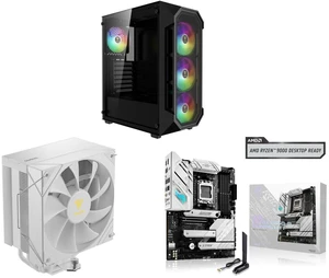 Gamdias AURA GC1 ELITE ATX Mid-Tower PC Case: Mesh Front, 4 ARGB Fans, Tempered Glass, GPU 340mm. Boreas E2-410WH CPU Cooler: 4 Heat Pipes, 120mm Fan, LGA/AM Support. ASUS ROG Strix B650-A: AM5, DDR5, 3x M.2, PCIe 4.0, WiFi 6E, USB-C. Gamdias AURA GC1 ELITE ATX Mid-Tower PC Case: Mesh Front, 4 ARGB Fans, Tempered Glass, GPU 340mm. Boreas E2-410WH CPU Cooler: 4 Heat Pipes, 120mm Fan, LGA/AM Support. ASUS ROG Strix B650-A: AM5, DDR5, 3x M.2, PCIe 4.0, WiFi 6E, USB-C.