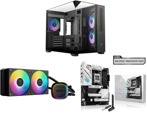 Gamdias ATLAS M3M Micro ATX Mini-ITX PC Case, 3-Side Tempered Glass, 3 ARGB Fans, Angled GPU Airflow, GAMDIAS AURA GL240 V2 240mm AIO Liquid CPU Cooler, Rotatable Pump Cover, ASUS ROG Strix B650-A Gaming WiFi AMD B650 AM5 Ryzen™ ATX motherb Gamdias ATLAS M3M Micro ATX Mini-ITX PC Case, 3-Side Tempered Glass, 3 ARGB Fans, Angled GPU Airflow, GAMDIAS AURA GL240 V2 240mm AIO Liquid CPU Cooler, Rotatable Pump Cover, ASUS ROG Strix B650-A Gaming WiFi AMD B650 AM5 Ryzen™ ATX motherb