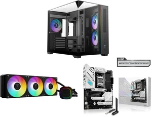 Gamdias ATLAS M3M Micro ATX Mini-ITX PC Case, 3-Side Tempered Glass, 3 ARGB Fans, Angled GPU Airflow, GAMDIAS Aura GLV2 360mm AIO Liquid CPU Cooler, Rotatable Pump, 3 x 120mm Fans, Low-Noise PWM & ARGB Sync, Intel LGA 1851/1700; AMD AM5/AM4 Gamdias ATLAS M3M Micro ATX Mini-ITX PC Case, 3-Side Tempered Glass, 3 ARGB Fans, Angled GPU Airflow, GAMDIAS Aura GLV2 360mm AIO Liquid CPU Cooler, Rotatable Pump, 3 x 120mm Fans, Low-Noise PWM & ARGB Sync, Intel LGA 1851/1700; AMD AM5/AM4