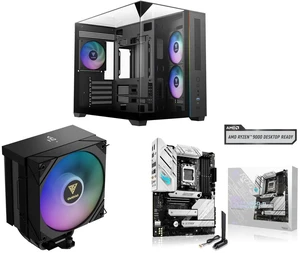 Gamdias ATLAS M3M Micro ATX Mini-ITX PC Case, 3-Side Tempered Glass, 3 ARGB Fans, Angled GPU Airflow, Gamdias Boreas M2-51D ARGB CPU Cooler, 5 Heat Pipes, 120mm Fan, LGA/AM5/AM4 Support, ASUS ROG Strix B650-A Gaming WiFi AMD B650 AM5, DDR5, Gamdias ATLAS M3M Micro ATX Mini-ITX PC Case, 3-Side Tempered Glass, 3 ARGB Fans, Angled GPU Airflow, Gamdias Boreas M2-51D ARGB CPU Cooler, 5 Heat Pipes, 120mm Fan, LGA/AM5/AM4 Support, ASUS ROG Strix B650-A Gaming WiFi AMD B650 AM5, DDR5,