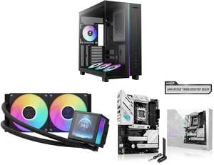Gamdias ATLAS M4 ATX case: 4x120mm PWM ARGB fans, Adjustable Fan Mount, Chimney Airflow, Anti-Sag GPU Bracket, Front PSU. CHIONE P5-240 AIO Cooler: 240mm, 3.4'' IPS LCD, Magnetic Pump, PWM & ARGB Sync. ASUS ROG Strix B650-A: AM5, DDR5, 3x M Gamdias ATLAS M4 ATX case: 4x120mm PWM ARGB fans, Adjustable Fan Mount, Chimney Airflow, Anti-Sag GPU Bracket, Front PSU. CHIONE P5-240 AIO Cooler: 240mm, 3.4'' IPS LCD, Magnetic Pump, PWM & ARGB Sync. ASUS ROG Strix B650-A: AM5, DDR5, 3x M