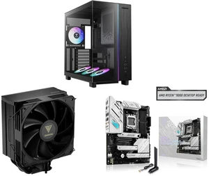 Gamdias ATLAS M4 ATX case: 4x120mm ARGB fans, Adjustable Fan Mount, Chimney Airflow, Anti-Sag GPU Bracket, Front PSU. Boreas E2-410 Cooler: 4 Heat Pipes, 120mm Fan, LGA/AM5/AM4. ASUS ROG Strix B650-A: AM5, DDR5, 3x M.2, PCIe 4.0, WiFi 6E, U Gamdias ATLAS M4 ATX case: 4x120mm ARGB fans, Adjustable Fan Mount, Chimney Airflow, Anti-Sag GPU Bracket, Front PSU. Boreas E2-410 Cooler: 4 Heat Pipes, 120mm Fan, LGA/AM5/AM4. ASUS ROG Strix B650-A: AM5, DDR5, 3x M.2, PCIe 4.0, WiFi 6E, U