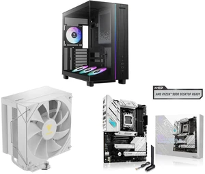 Gamdias ATLAS M4 case: ATX, 4x120mm ARGB fans, Adjustable Fan Mount, Chimney Airflow, Anti-Sag GPU Bracket, Front PSU. Boreas E2-410WH Cooler: 4 Heat Pipes, 120mm Fan, LGA/AM5/AM4. ASUS ROG Strix B650-A: AM5, DDR5, 3x M.2, PCIe 4.0, WiFi 6E Gamdias ATLAS M4 case: ATX, 4x120mm ARGB fans, Adjustable Fan Mount, Chimney Airflow, Anti-Sag GPU Bracket, Front PSU. Boreas E2-410WH Cooler: 4 Heat Pipes, 120mm Fan, LGA/AM5/AM4. ASUS ROG Strix B650-A: AM5, DDR5, 3x M.2, PCIe 4.0, WiFi 6E