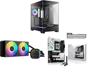 GAMDIAS Atlas P6 CG Mid-Tower Gaming PC: Mini-ITX, Micro-ATX, ATX, 4x120mm ARGB Fans, Curved Glass, Tool-Free, Type-C, 425mm GPU. GAMDIAS AURA GL240 V2 AIO Cooler: Rotatable, 2x120mm Fans, PWM, ARGB Sync. ASUS ROG Strix B650-A: AM5, DDR5, 3 GAMDIAS Atlas P6 CG Mid-Tower Gaming PC: Mini-ITX, Micro-ATX, ATX, 4x120mm ARGB Fans, Curved Glass, Tool-Free, Type-C, 425mm GPU. GAMDIAS AURA GL240 V2 AIO Cooler: Rotatable, 2x120mm Fans, PWM, ARGB Sync. ASUS ROG Strix B650-A: AM5, DDR5, 3