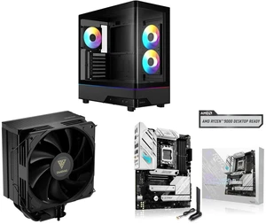 GAMDIAS Atlas M5 CG ATX Mid Tower PC Case, Curved Tempered Glass, 3 ARGB PWM Fans, Type-C, 425mm GPU, Gamdias Boreas E2-410 CPU Cooler, 4 Copper Pipes, 120mm Fan, LGA/AM Support, ASUS ROG Strix B650-A Gaming WiFi AMD B650 AM5, DDR5, PCIe 4. GAMDIAS Atlas M5 CG ATX Mid Tower PC Case, Curved Tempered Glass, 3 ARGB PWM Fans, Type-C, 425mm GPU, Gamdias Boreas E2-410 CPU Cooler, 4 Copper Pipes, 120mm Fan, LGA/AM Support, ASUS ROG Strix B650-A Gaming WiFi AMD B650 AM5, DDR5, PCIe 4.