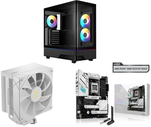 GAMDIAS Atlas M5 CG ATX Mid Tower PC Case, Curved Tempered Glass, 3 ARGB PWM Fans, Type-C, 425mm GPU, High Airflow. Boreas E2-410WH CPU Cooler, 4 Copper Pipes, 120mm Fan, LGA/AM Support. ASUS ROG Strix B650-A Gaming WiFi, DDR5, 3x M.2, PCIe GAMDIAS Atlas M5 CG ATX Mid Tower PC Case, Curved Tempered Glass, 3 ARGB PWM Fans, Type-C, 425mm GPU, High Airflow. Boreas E2-410WH CPU Cooler, 4 Copper Pipes, 120mm Fan, LGA/AM Support. ASUS ROG Strix B650-A Gaming WiFi, DDR5, 3x M.2, PCIe