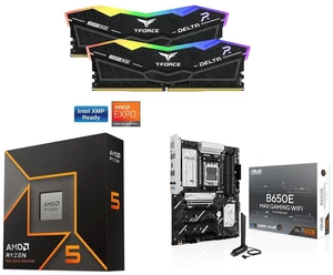 Team Group 16GB (2x8GB) DDR5 6000 RAM, AMD Ryzen 5 9600X 6-Core 3.9GHz CPU, ASUS B650E MAX GAMING WIFI ATX motherboard, DDR5, PCIe 5.0, 3x M.2, Wi-Fi 6E, 2.5Gb Ethernet, DisplayPort, HDMI, USB 10Gbps Team Group 16GB (2x8GB) DDR5 6000 RAM, AMD Ryzen 5 9600X 6-Core 3.9GHz CPU, ASUS B650E MAX GAMING WIFI ATX motherboard, DDR5, PCIe 5.0, 3x M.2, Wi-Fi 6E, 2.5Gb Ethernet, DisplayPort, HDMI, USB 10Gbps