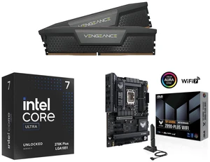 CORSAIR Vengeance 32GB DDR5 6000 RAM, Intel Core Ultra 7 270K Processor 24 cores up to 5.5 GHz, ASUS TUF GAMING Z890-PLUS WIFI ATX motherboard, Intel Core Ultra Series 2 Ready, DDR5, PCIe 5.0, Thunderbolt 4, Wi-Fi 7 CORSAIR Vengeance 32GB DDR5 6000 RAM, Intel Core Ultra 7 270K Processor 24 cores up to 5.5 GHz, ASUS TUF GAMING Z890-PLUS WIFI ATX motherboard, Intel Core Ultra Series 2 Ready, DDR5, PCIe 5.0, Thunderbolt 4, Wi-Fi 7