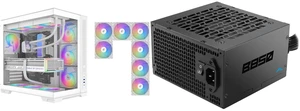 SAMA V52 PC Case with 7 ARGB Fans and Hub, Full View Tempered Glass Mid Tower Gaming Case, Type-C, High Airflow, Supports ATX / Micro-ATX / Mini-ITX, Supports 420mm GPU & 360mm Radiator,White and SAMA B850 850W ATX 3.1 Power Supply, Cybenetics Bronze Certified, PCIe 5.1 Ready 12V-2x6 (450W), APFC LLC + DC-DC Design, 120mm Silent Fan, Non-Modular Gaming PC PSU SAMA V52 PC Case with 7 ARGB Fans and Hub, Full View Tempered Glass Mid Tower Gaming Case, Type-C, High Airflow, Supports ATX / Micro-ATX / Mini-ITX, Supports 420mm GPU & 360mm Radiator,White and SAMA B850 850W ATX 3.1 Power Supply, Cybenetics Bronze Certified, PCIe 5.1 Ready 12V-2x6 (450W), APFC LLC + DC-DC Design, 120mm Silent Fan, Non-Modular Gaming PC PSU
