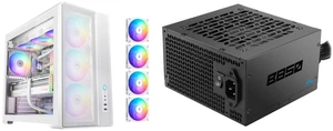 SAMA S50 ATX Mid Tower Case with 4 ARGB PWM Fans&Hub,PPLP A+ High Airflow Dual-Chamber Gaming Case,USB 3.2 Gen2x2 Type-C,Supports ATX/MATX/ITX Back-Connect Motherboard,410mm GPU&360mm Radiator,White and SAMA B850 850W ATX 3.1 Power Supply, Cybenetics Bronze Certified, PCIe 5.1 Ready 12V-2x6 (450W), APFC LLC + DC-DC Design, 120mm Silent Fan, Non-Modular Gaming PC PSU SAMA S50 ATX Mid Tower Case with 4 ARGB PWM Fans&Hub,PPLP A+ High Airflow Dual-Chamber Gaming Case,USB 3.2 Gen2x2 Type-C,Supports ATX/MATX/ITX Back-Connect Motherboard,410mm GPU&360mm Radiator,White and SAMA B850 850W ATX 3.1 Power Supply, Cybenetics Bronze Certified, PCIe 5.1 Ready 12V-2x6 (450W), APFC LLC + DC-DC Design, 120mm Silent Fan, Non-Modular Gaming PC PSU