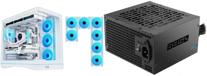 SAMA V62 Mid-Tower PC Case, 7x120mm Pre-Installed ARGB PWM Fans, 4mm Tempered Glass, USB 3.1 Type-C & USB 3.0 Ports, 7 Slots, Support ATX/MATX/ITX, Back-Connect Ready, White and SAMA B850 850W ATX 3.1 Power Supply, Cybenetics Bronze Certified, PCIe 5.1 Ready 12V-2x6 (450W), APFC LLC + DC-DC Design, 120mm Silent Fan, Non-Modular Gaming PC PSU SAMA V62 Mid-Tower PC Case, 7x120mm Pre-Installed ARGB PWM Fans, 4mm Tempered Glass, USB 3.1 Type-C & USB 3.0 Ports, 7 Slots, Support ATX/MATX/ITX, Back-Connect Ready, White and SAMA B850 850W ATX 3.1 Power Supply, Cybenetics Bronze Certified, PCIe 5.1 Ready 12V-2x6 (450W), APFC LLC + DC-DC Design, 120mm Silent Fan, Non-Modular Gaming PC PSU