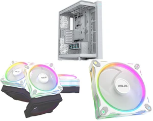 ASUS ROG Cronox White Edition Full Tower PC Case, Curved Tempered-Glass, Supports 400mm GPUs, EATX/BTF Motherboards, 9.2" LCD Screen. Includes ASUS Prime MR120 ARGB fan triple pack and reverse fan, 28mm frame, PWM, Aura Sync. ASUS ROG Cronox White Edition Full Tower PC Case, Curved Tempered-Glass, Supports 400mm GPUs, EATX/BTF Motherboards, 9.2" LCD Screen. Includes ASUS Prime MR120 ARGB fan triple pack and reverse fan, 28mm frame, PWM, Aura Sync.