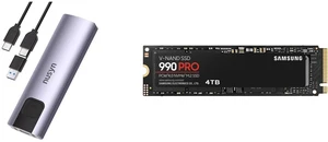 Nusyn NSE20 10Gbps M.2 NVMe/SATA SSD Enclosure, USB-C, Tool-Free, Aluminum, Compatible with Windows, Mac, Linux, iOS & Android (NSE20GRK) SAMSUNG 990 PRO SSD 4TB PCIe 4.0 M.2 2280, Read Speeds Up to 7,450 MB/s, MZ-V9P4T0B/AM Nusyn NSE20 10Gbps M.2 NVMe/SATA SSD Enclosure, USB-C, Tool-Free, Aluminum, Compatible with Windows, Mac, Linux, iOS & Android (NSE20GRK) SAMSUNG 990 PRO SSD 4TB PCIe 4.0 M.2 2280, Read Speeds Up to 7,450 MB/s, MZ-V9P4T0B/AM