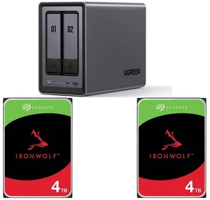UGREEN NASync DXP2800, 2-Bay NAS with Intel N100 Quad-Core CPU (Up to 3.4GHz) 8GB DDR5, 2x M.2 PCIe Slots, 2.5GbE Port (Diskless) 2 x Seagate IronWolf ST4000VN006 4TB 5400 RPM 256MB Cache SATA 6.0Gb/s 3.5" Internal Hard Drive HDD UGREEN NASync DXP2800, 2-Bay NAS with Intel N100 Quad-Core CPU (Up to 3.4GHz) 8GB DDR5, 2x M.2 PCIe Slots, 2.5GbE Port (Diskless) 2 x Seagate IronWolf ST4000VN006 4TB 5400 RPM 256MB Cache SATA 6.0Gb/s 3.5" Internal Hard Drive HDD